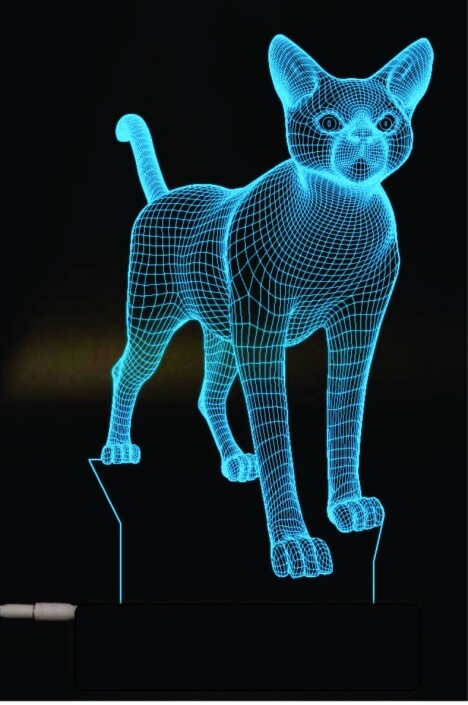 3D Cat Night Lamp Vector Model Free Download