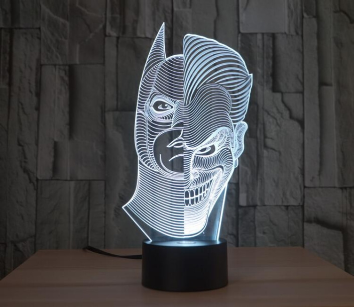 3D LED Illusion Night Lamp Batman Joker Morphing Free Vector Download